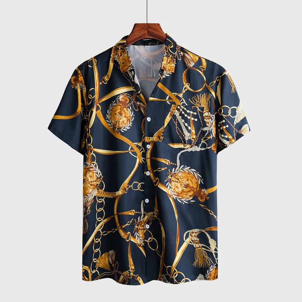 2022 оптовая продажа, новый дизайн, экологически чистые мужские рубашки с коротким рукавом в гавайском стиле