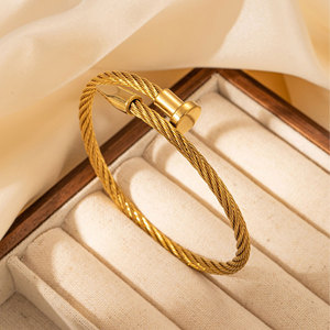 ins wind metal wire twist bracelet three-color stainless steel adjustable bracelet <b>men</b> and women versatile basic jewelry - Product Image 4