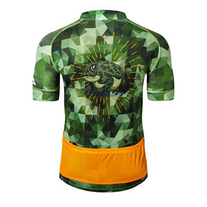 Maillot de vélo respirant à séchage rapide pour la conduite sur route en plein air, unisexe, vert, imprimé camouflage géométrique dinosaure, manches courtes - Product Image 2