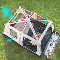 Tente de camping XMMT grande taille 6.0 à montage instantané, noire, 3000 mm+, en tissu Oxford, une chambre, une personne, double couche, quatre saisons, extensible
