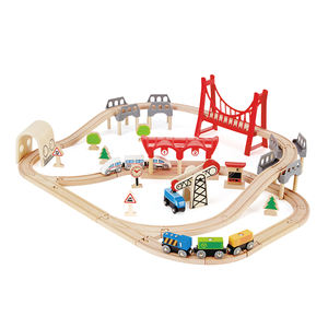 <span class=keywords><strong>Hape</strong></span> – ensemble de rails de <span class=keywords><strong>Train</strong></span> de ville <span class=keywords><strong>en</strong></span> <span class=keywords><strong>bois</strong></span> occupé | 51 pièces, ensemble de chemin de fer pour enfants de 3 ans et plus - Product Image 1