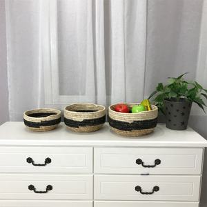 HUAYI प्राकृतिक गेहूं घास बुना फल भंडारण टोकरी के लिए तीन-टुकड़ा सेट घर रेस्तरां होटल - Product Image 3