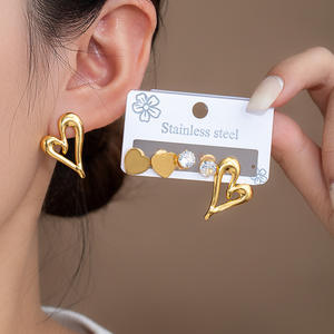 ชุดเครื่องประดับแฟชั่น<span class=keywords><strong>3</strong></span>คู่เป็นของขวัญสำหรับผู้หญิงติดโบว์ดอกไม้316L หยดน้ำทำจากสเตนเลสสตีล - Product Image 2