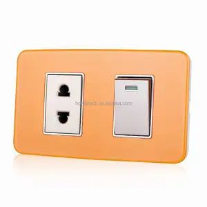 electrical socket custom 118 tempered glass plug socket orange and yellow light switch plates glass panel socket