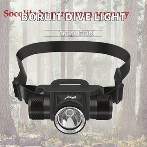 Faro DE BUCEO LED de alta potencia para <span class=keywords><strong>Boruit</strong></span>, batería 18650/21700, 5 modos IPX8 e IP68, 60 metros de profundidad de buceo, <span class=keywords><strong>linterna</strong></span> de cabeza de silicona duradera - Product Image 2