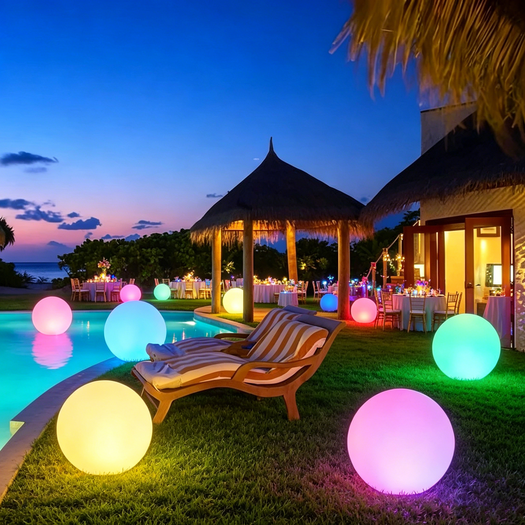 PE Material IP65 Waterproof LED Ball Lamp Remote Control RGBW Lighting Outdoor Decorative Light for Garden Christmas and Pool