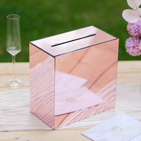 Boîte à cartes en acrylique miroir or rose avec fente pour réception, anniversaire, fête, tirelire, souhaitant bien