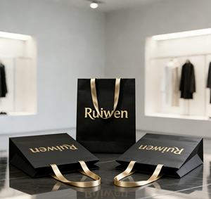 Sac cadeau en papier kraft recyclable avec logo estampé or, sac promotionnel portable avec poignée, sac en papier cartonné - Product Image 5