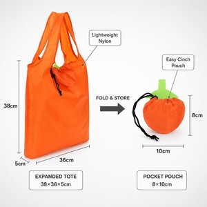 Factory Wholesale Cute Strawberry Patterned Reusable Nylon Shopping <b>Bags</b> Custom Tear Resistant Cartoon Ladies <b>Folding</b> Design - Product Image 2