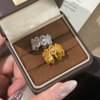 Bague en dentelle de château vintage Rochime pour femmes, bagues ajustables, plaqué or 18 carats, argent sterling 925 avec zircone cubique, cadeau