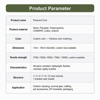 Cordon de parachute robuste personnalisé en paracorde 550 Type III à 7 brins, corde de survie haute résistance pour le camping en plein air, vente en gros