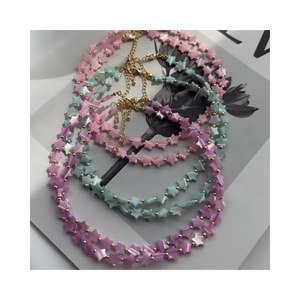 Collier réglable pour femme avec étoile Fritillaria Thunbergli faite à la main Perles en cuivre plaqué or 18 carats Pierre principale en zircon - Product Image 1