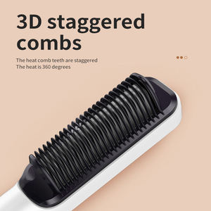 <span class=keywords><strong>Brosse</strong></span> <span class=keywords><strong>chauffante</strong></span> <span class=keywords><strong>lissante</strong></span> portable 2-en-1 avec logo personnalisé, fer à lisser et fer à boucler PTC - Product Image 3