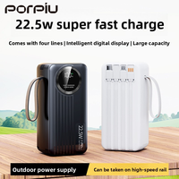 PORPIU haute qualité Portable 60000mah batterie externe intégré LED affichage numérique PD 22.5W Charge rapide pour l'extérieur