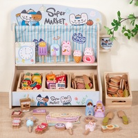 StarQmi Boutique de desserts en bois, ensemble de jeu d'imitation Montessori, stand de confiserie, jouet de jeu de rôle, jeu de simulation de cuisine, apprentissage précoce 3+