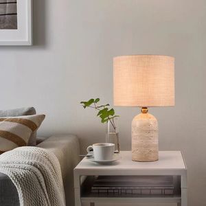 Có thể điều chỉnh bảng ánh sáng vải + đá cẩm thạch đọc ánh sáng 220V hình trụ đêm đèn Modem Đèn bàn - Product Image 2