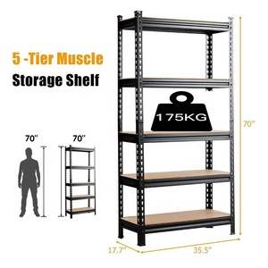 2 <strong>Bays</strong> 5 Tiers 175Kg <strong>Load</strong> Capacity Boltless Storage Racking Garage Shelves <strong>Warehouse</strong> Heavy Duty Steel Shelving Unit - Product Image 2