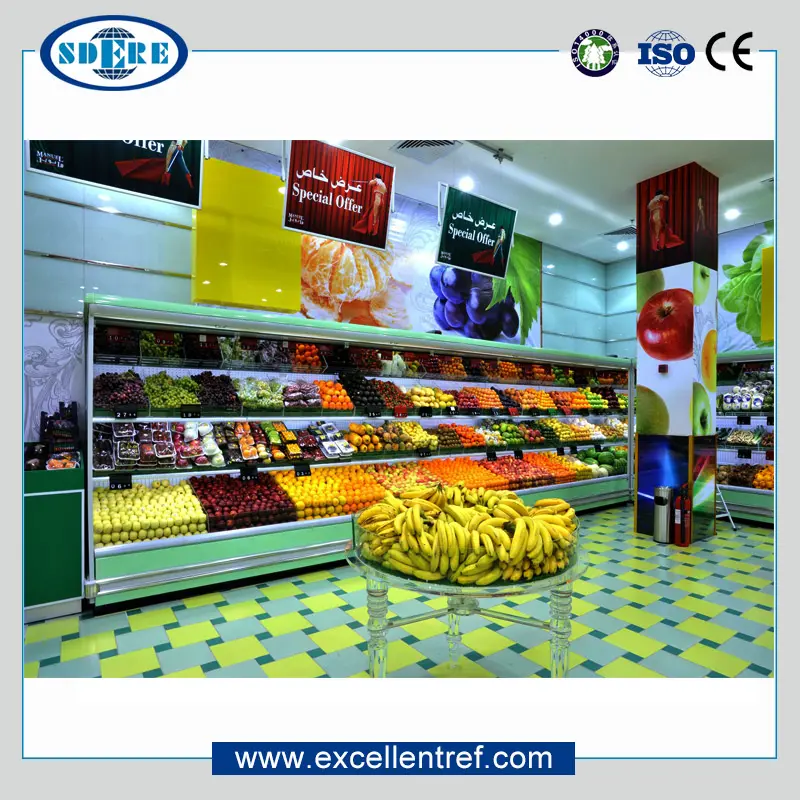 Factory Outlet Commercial Supermarket Refrigerator Remote fruit vegetable display fridge refrigerated