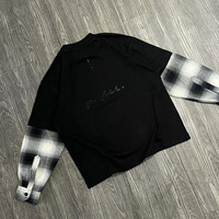 T-shirt Yingling personnalisé à carreaux avec impression color block 300 g/m² double couche Emotion T-shirts Streetwear Unisexe Coupe Boxy pour Homme