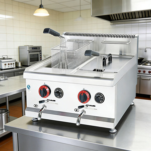 Friteuse à gaz professionnelle <span class=keywords><strong>pour</strong></span> restaurant, double cuve, <span class=keywords><strong>pour</strong></span> pommes de terre, poisson, bananes, maïs, hot-dogs - Product Image 3
