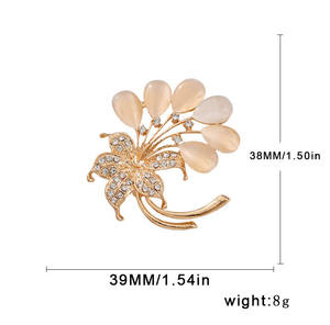 Broches de Moda 2026 de Aleación Chapados en Oro con Pedrería, Diseño de Flor y Ojo de Gato para Mujer, Accesorios de Ropa para Boda y Solapa - Product Image 6
