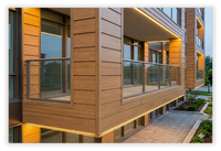 Panneaux de bardage et de façade en aluminium à effet bois, lattes verticales pour plafonds, murs-rideaux et murs extérieurs