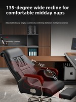 Fauteuil de bureau pivotant de direction en cuir véritable, inclinable avec fonction massage, base cinq étoiles, hauteur réglable, accoudoirs fixes, structure en acier