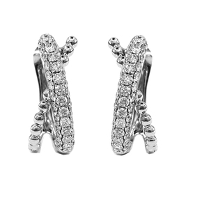 Boucles d'oreilles clous torsadées KOK personnalisées, tendance, 5,31 grammes, en or blanc massif 18 carats plaqué or, avec diamants véritables, pour mariage et cadeau de fête - Product Image 1