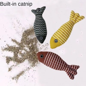 Durable Eco-Friendly Linen <strong>Catnip</strong> Fish Pet Toy Stick Pillow for Cats and <strong>Dogs</strong> Encourages Self-Hi Kitten Molar - Product Image 3
