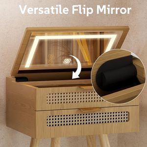 Wholesale Contemporary Small <strong>Narrow</strong> Makeup Vanity Desk Mirror with Lights Flip Top 3 Adjustable <strong>Dressing</strong> <strong>Table</strong> - Product Image 6