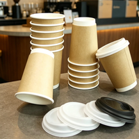 Gobelets en Papier Kraft Jetables à Double Paroi, Logo Personnalisé, Imprimés Dorure Or, pour Service de Jus 8oz/12oz/16oz Diamètre 90mm