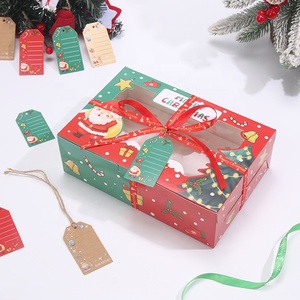 Boîte en carton kraft pour pâtisserie de Noël, avec impression, pelliculage mat, gaufrage, ruban biodégradable et fenêtre pour sushis - Product Image 1