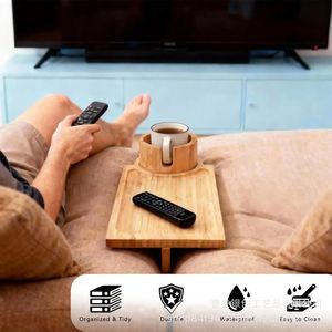 Bamboo Sofa <b>Gap</b> Tray Solid Wood Multi Functional Cup Holder Living Room Side Table - Product Image 2