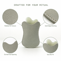 Étui de rangement personnalisé en cuir PU pour outils Gua Sha, organiseur de soins de la peau, pochette pour accessoires cosmétiques pour coiffeuse, spa et voyage