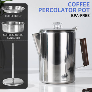 เครื่องชงกาแฟเอสเพรสโซแบบพกพา 9 ถ้วย ทำจากสแตนเลส 18/10 พร้อมด้ามจับไม้ รุ่น C0083 โครงสร้างสแตนเลส - Product Image 6
