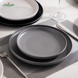<span class=keywords><strong>Platos</strong></span> <span class=keywords><strong>de</strong></span> Cerámica para Cena y Postre, Diseño Nuevo, Borde Vertical, Coloridos, Negro, Blanco y Rosa, con Logotipo para Restaurante, Venta al Por Mayor - Product Image 5