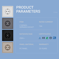 Interrupteur mural de haute qualité, norme européenne, couleur grise, prise allemande, certifié CE, spécifications européennes, interrupteur 16A 250V pour bureau
