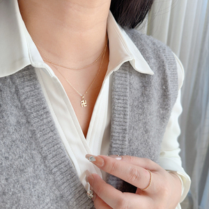 14K decorazione indù dio simbolo buddista svastica ciondolo spirituale buona fortuna collana regalo per gli uomini delle donne - Product Image 4