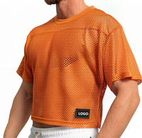 T-shirt court en maille violette pour homme, à manches courtes, respirant, transparent, col rond, décontracté, streetwear d'été