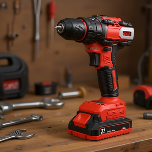 Trapano a percussione brushless 21V 1.5Ah Rosso Nero a velocità variabile, utensile professionale per la lavorazione del legno - Product Image 2
