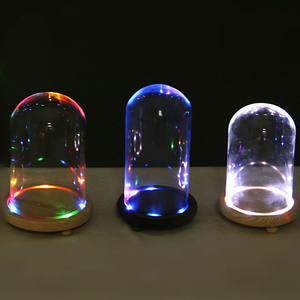 Campana di Vetro Soffiato Trasparente con Luce LED e Base in Legno, Disponibile nelle Misure 9cm, 10cm, 12cm - Product Image 3