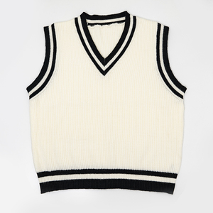 Unisex Bông Áo len vest với v-cổ tùy chỉnh trường thiết kế dệt kim logo trên logo phía trước trên phía trước không tay áo thun vest - Product Image 1