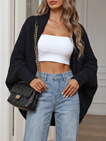Großhandel Herbst Winter Damen Cape Shrug Offener Poncho Strick-Wickelponcho Unregelmäßiger Locker Sitzender Cardigan Lässige Oberbekleidung