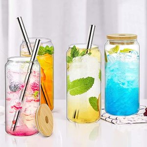 Hot 4 Packs Boba Cup Bubble Tea Cup , 16oz Glass <strong>Tumbler</strong> with Bamboo Lid and Stainless Straw, Reusable <strong>Mason</strong> <strong>Jar</strong> Travel Bottle - Product Image 4