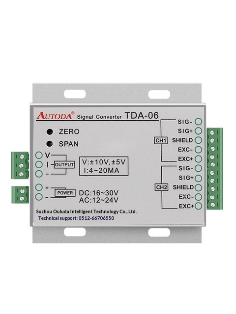 Ouluda TDA-06 Two-in One-out IP64 Aluminum Alloy Weight Transmitter Output Weighing Voltage 10V Current 4-20mA Signal Converter