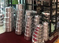 Ensemble de 5 casseroles en aluminium robustes 34-45 cm, casseroles jumbo, poignée à double rivets, ustensiles de cuisine professionnels, vente en gros
