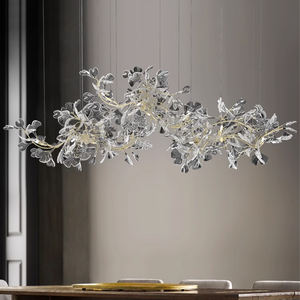 Lustre moderne de luxe en cristal K9 avec branches d'arbre, lampe à suspension en verre feuille de ginkgo dorée à <span class=keywords><strong>LED</strong></span> pour chambre à coucher et salon - Product Image 1