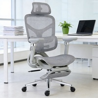 Chaise de bureau ergonomique pivotante avec accoudoirs 5D, support lombaire coulissant, appui-tête 3D, inclinable et pivotante avec repose-jambes