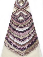 Tissu en dentelle filet polyester/coton brodé de strass en cristal de qualité supérieure, résistant à l'abrasion et respirant, idéal pour le Moyen-Orient