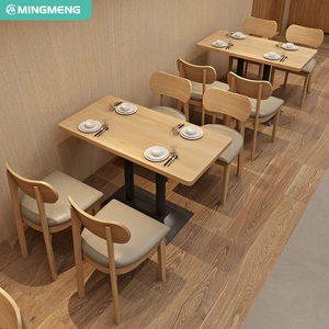 ชุดโต๊ะรับประทานอาหารทรงสี่เหลี่ยมพร้อมเก้าอี้สำหรับร้านอาหาร โมเดิร์น วู้ด รีสเทอเรนท์ บูธ ซีทติ้ง เฟอร์นิเจอร์คาเฟ่ ลาจน์ รีสเทอเรนท์ - Product Image 2